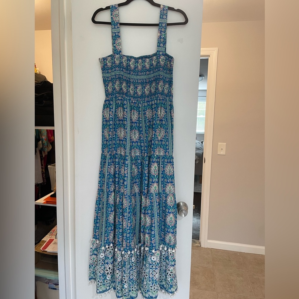 Zara LONG PRINT DRESS in Blue